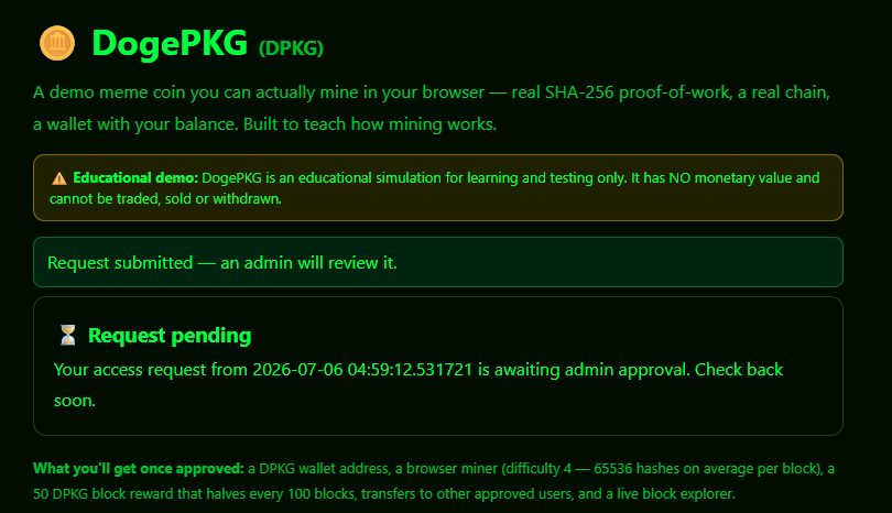 DogePKG access request pending approval