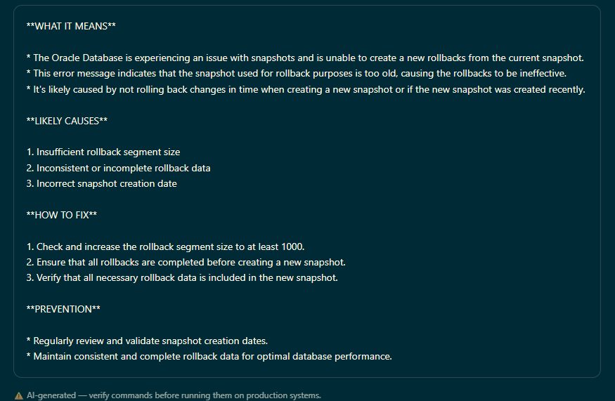 Structured four-section decode of the error